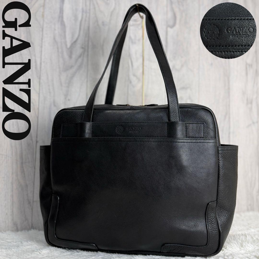 美品♡A4可♡大容量♡GANZO ガンゾ エンボスロゴ レザー トートバッグ