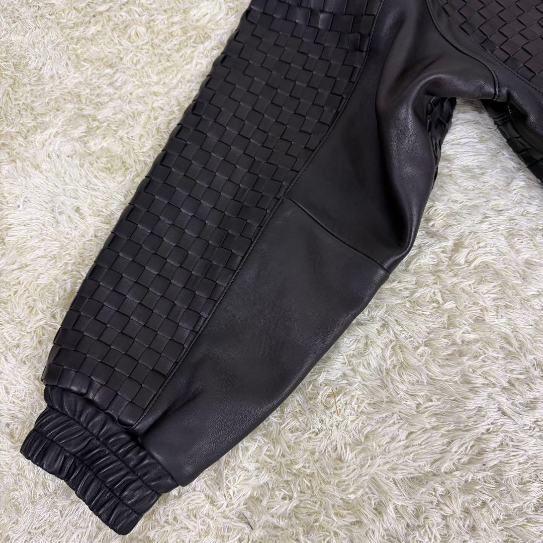 【L】 Supreme woven leather varsity jacket