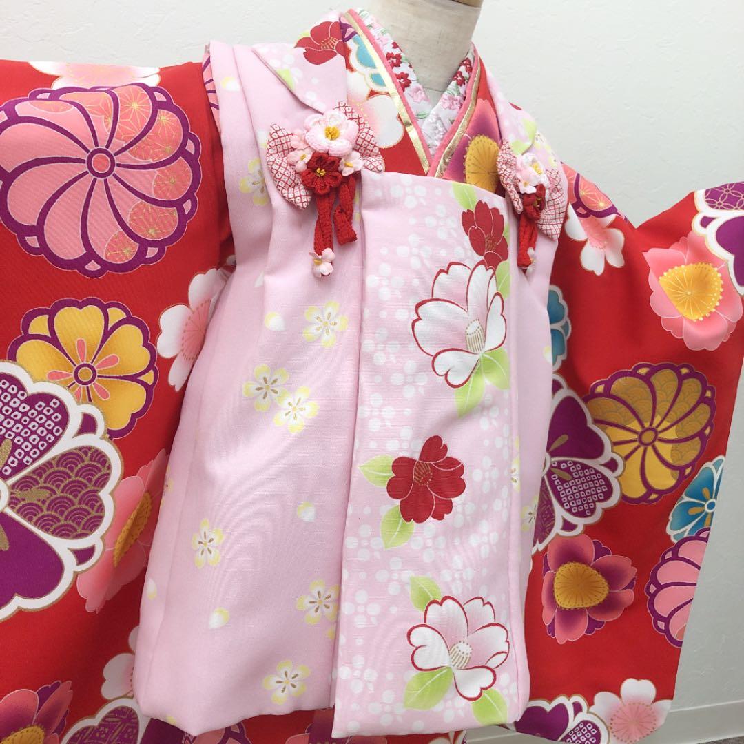 七五三 3歳(100cm)被布 ブランド着物(花わらべ) 赤色