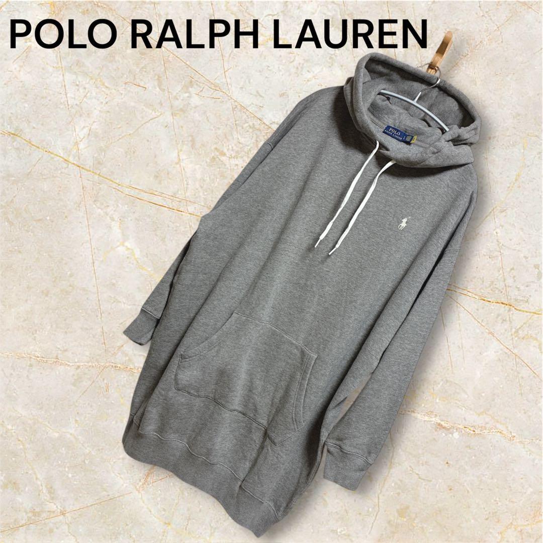 ラルフローレン　裏起毛　フードスウェットワンピース　グレー　大きいサイズ
