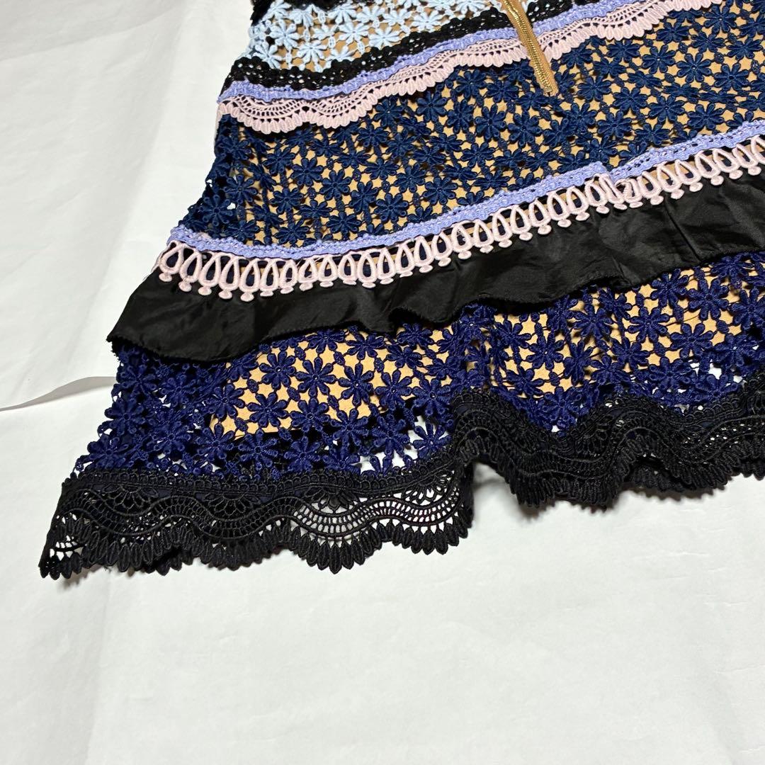 セルフポートレート　ワンピース　ノースリーブ　レース　フリル　パーティー