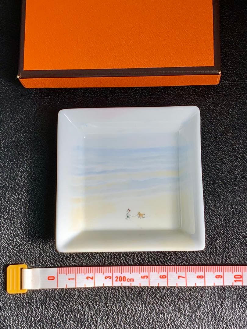エルメスHERMESノベルティ飾り皿角皿小皿 陶磁器トレイ小物入れ灰皿 非売品