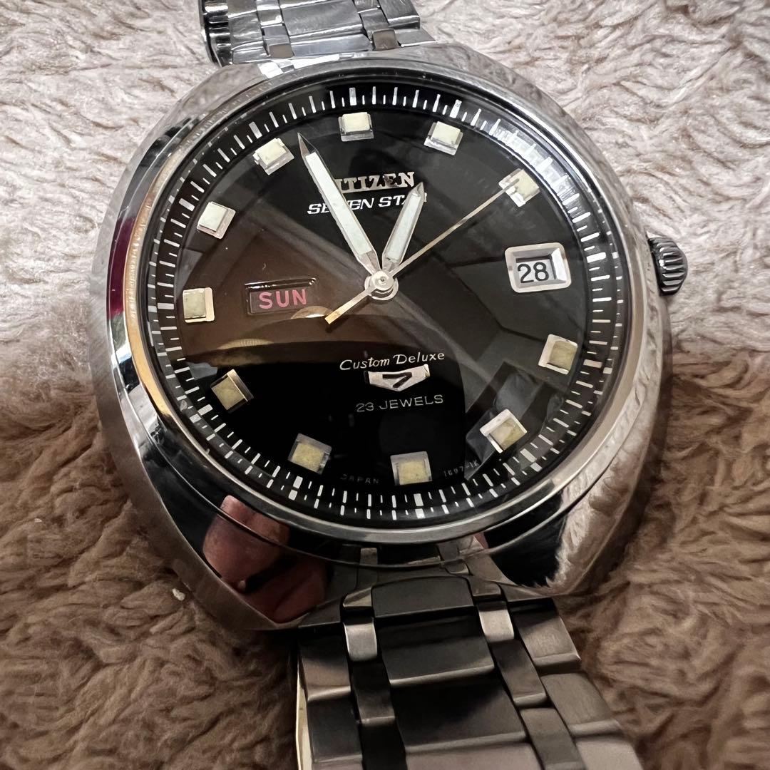最安値　極上品　美品稼働1968年代物　希少ビンテージ時計ブラックcustom7