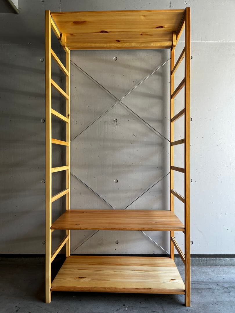 美品・希少木製バー仕様★無印 パイン材ユニットシェルフ・ワードロープ