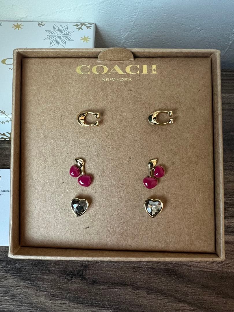 新品未使用COACH コーチ チェリー ハート ピアスセット