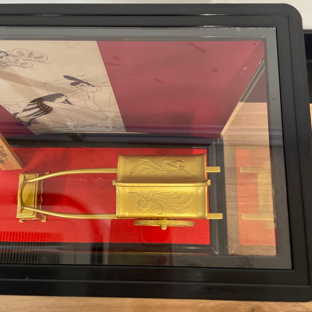 【美品】竹 翁斎　御所車　黄金御所車 鳳凰 金メッキ ガラスケース付　光る君へ