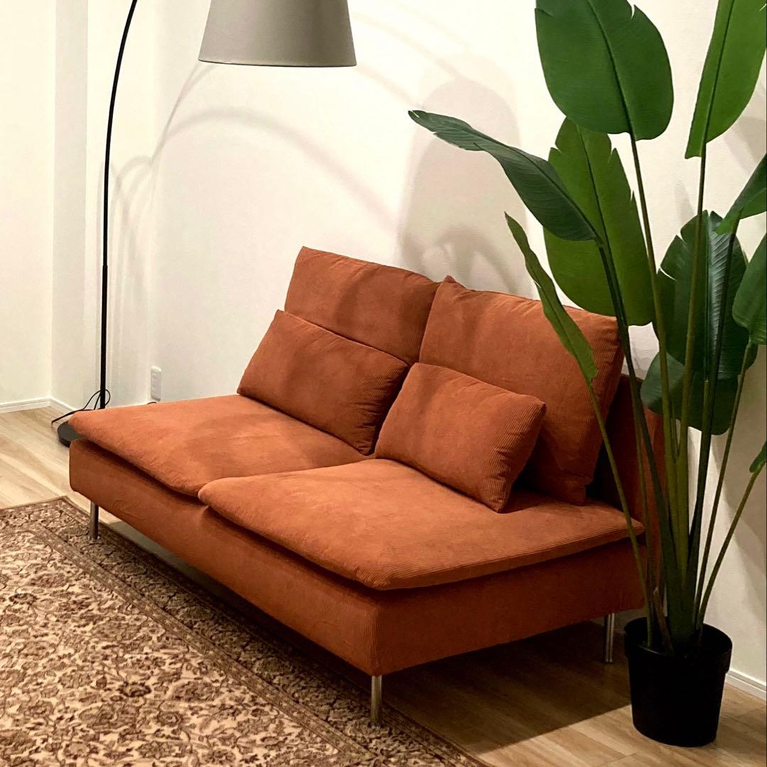 IKEA ソーデルハムン コンパクト カバー 3人掛け テラコッタ