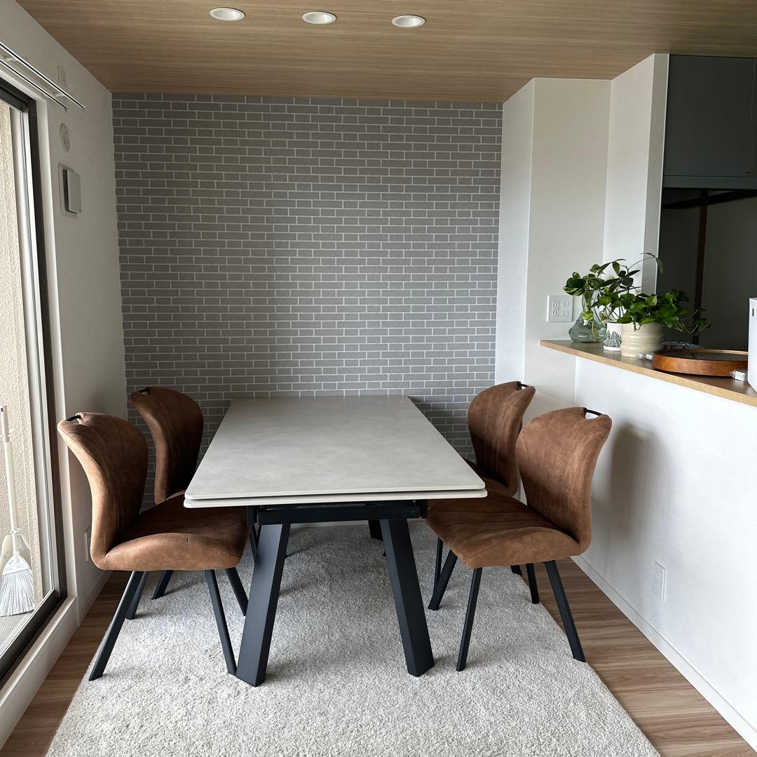 セラミック天板 グレー ダイニングテーブルと椅子セット