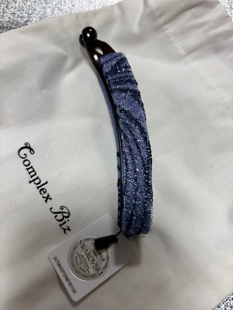新品未使用コンプレックスビズSwarovski ラメ入りパープル系バナナクリップ