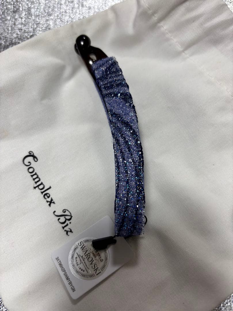 新品未使用コンプレックスビズSwarovski ラメ入りパープル系バナナクリップ