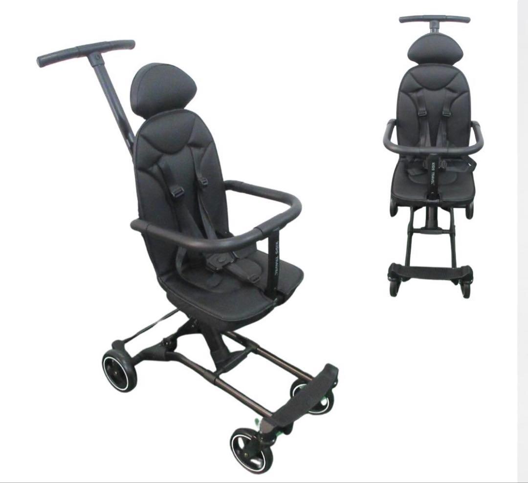 キッズトラベル　ブラック 折りたたみベビーカー 5点式シートベルト