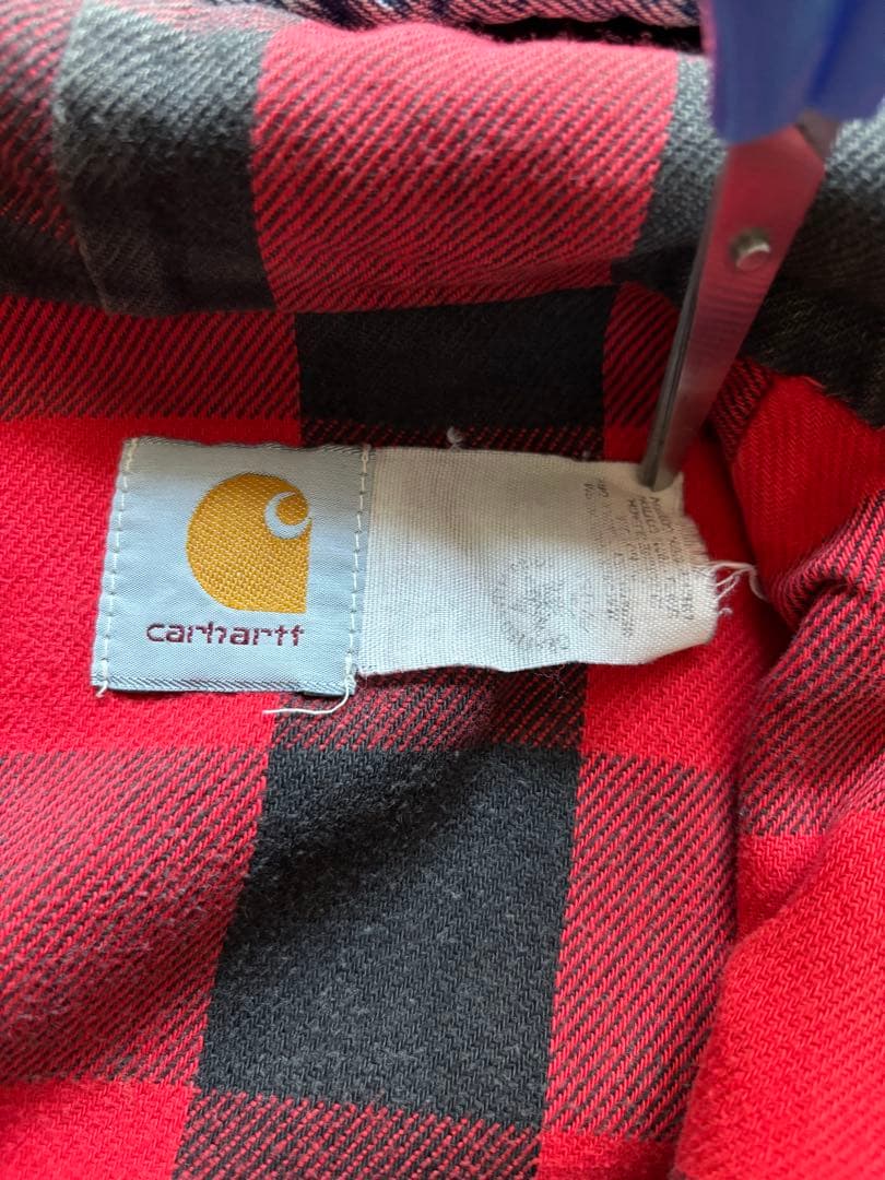80s USA製　カーハート　デニムアクティブジャケット　Sサイズ　裏地チェック