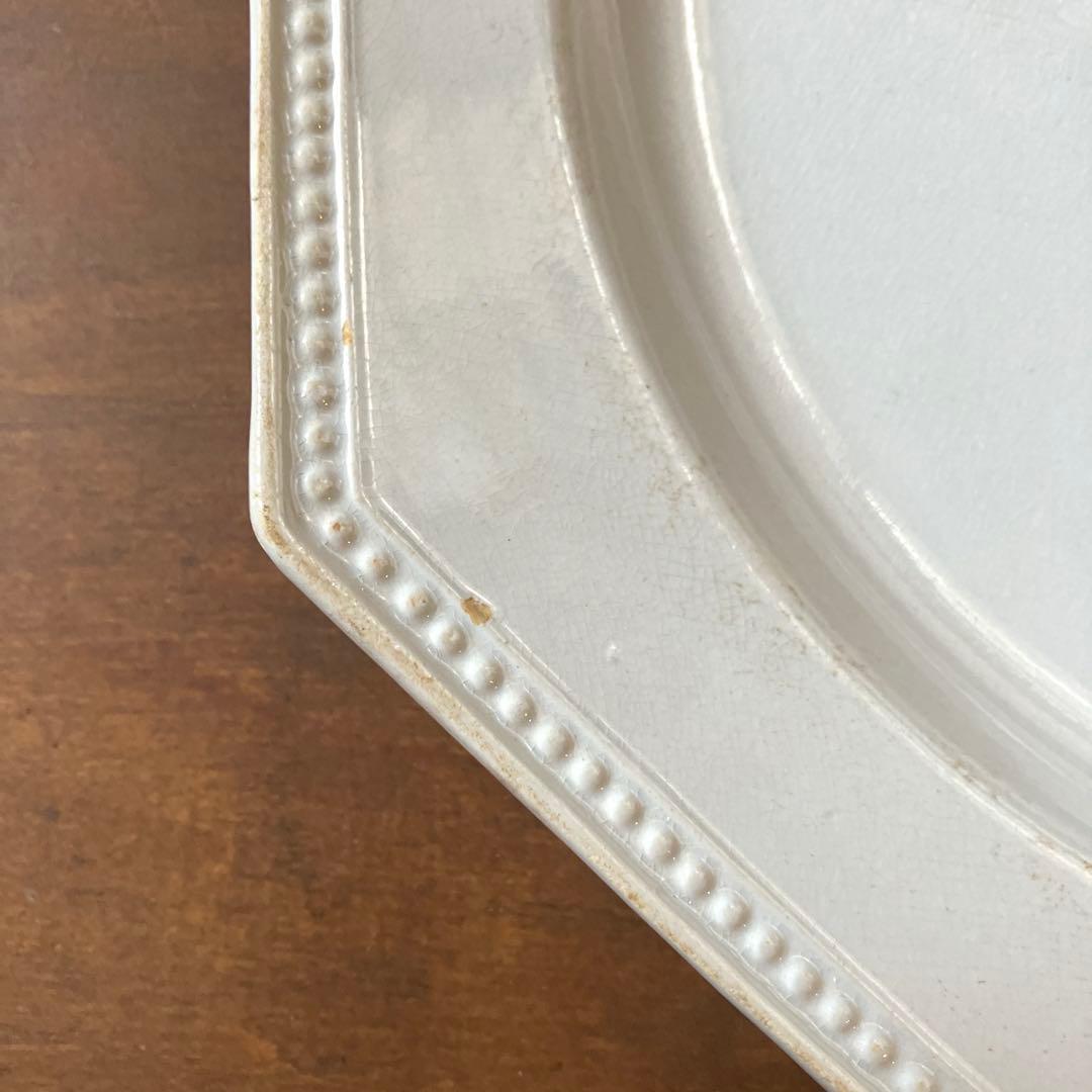 フランスアンティーククレイユエモントローオクトゴナル　薄いブルー　比較的美品