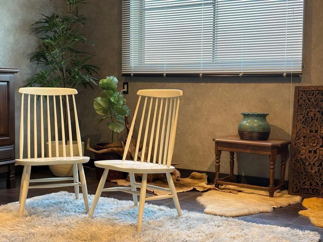 ②太平 ウィンザーチェア　ホワイト　ゴールドスミスチェア　2脚セット　IZ