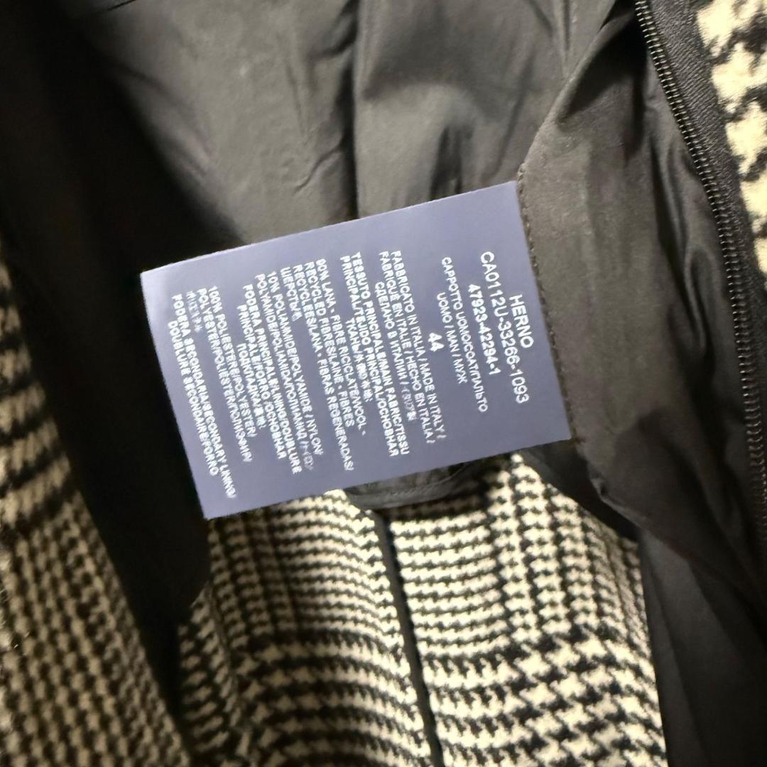 未使用 現行タグ HERNO 上質ウール グレンチェック柄ステンカラーコート