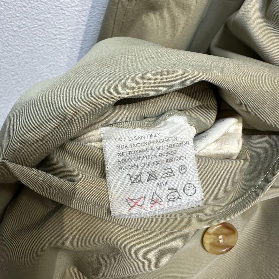 希少 アクアスキュータム 玉虫 チェック デザイン ステンカラーコート ベージュ