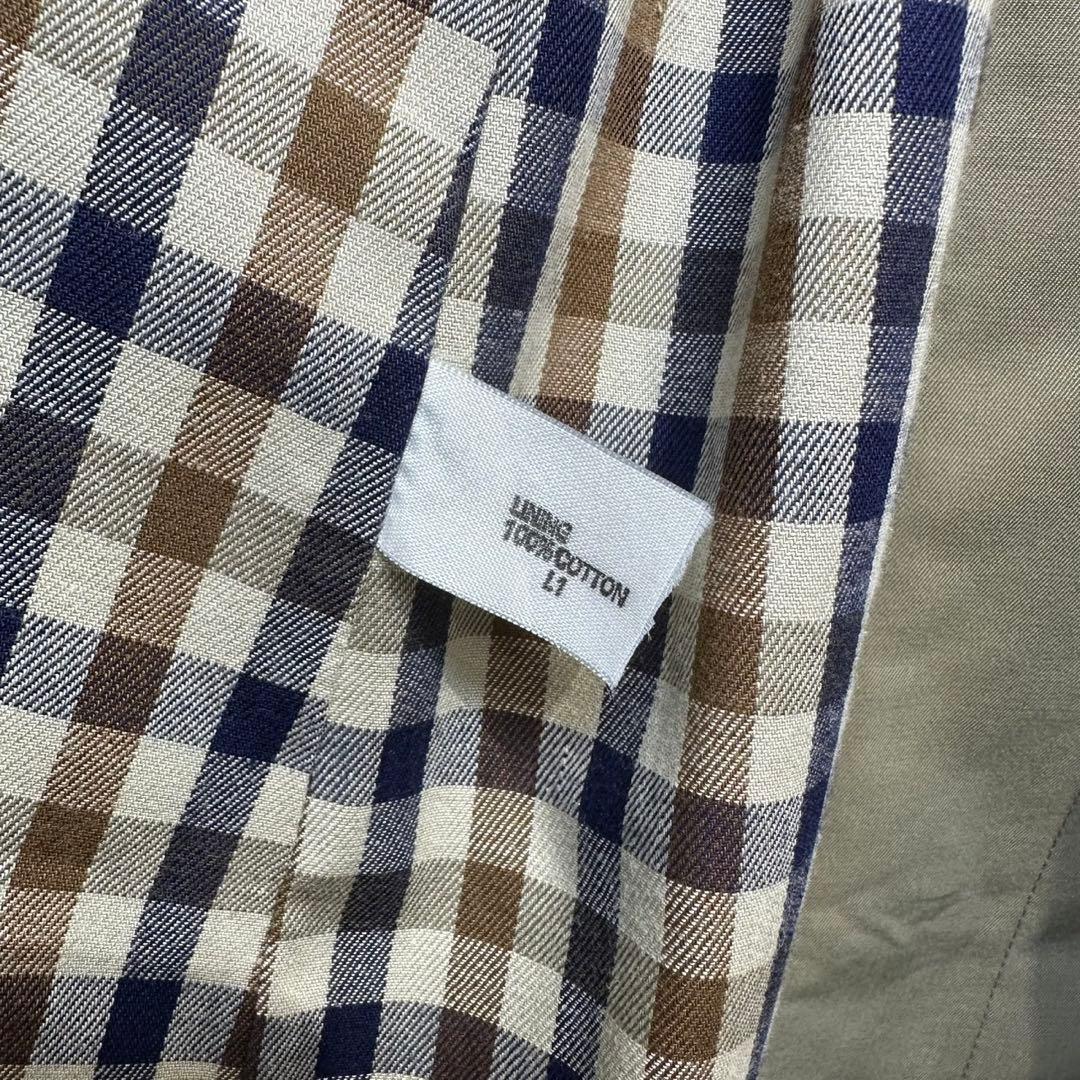 希少 アクアスキュータム 玉虫 チェック デザイン ステンカラーコート ベージュ