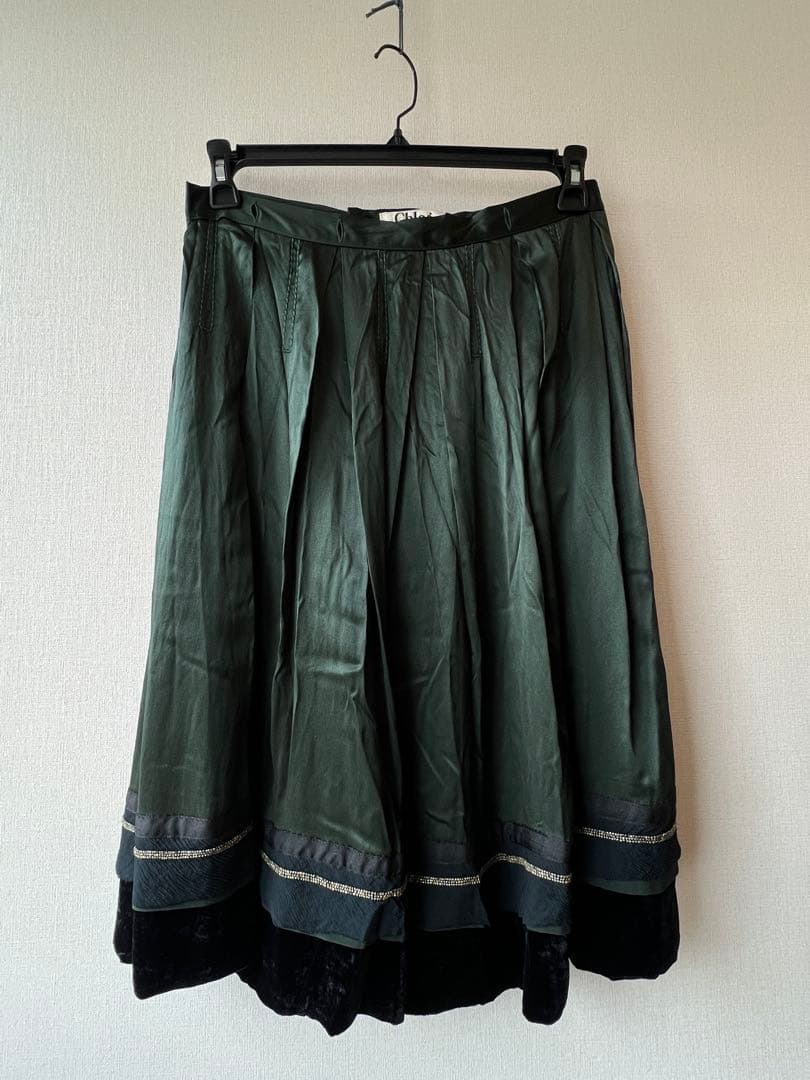 値下げ‼️Chloé クロエ シルクのフレアスカート T 38