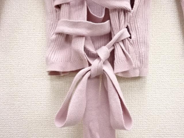 sheller シェリエ バックレースアップ ニット　ピンク