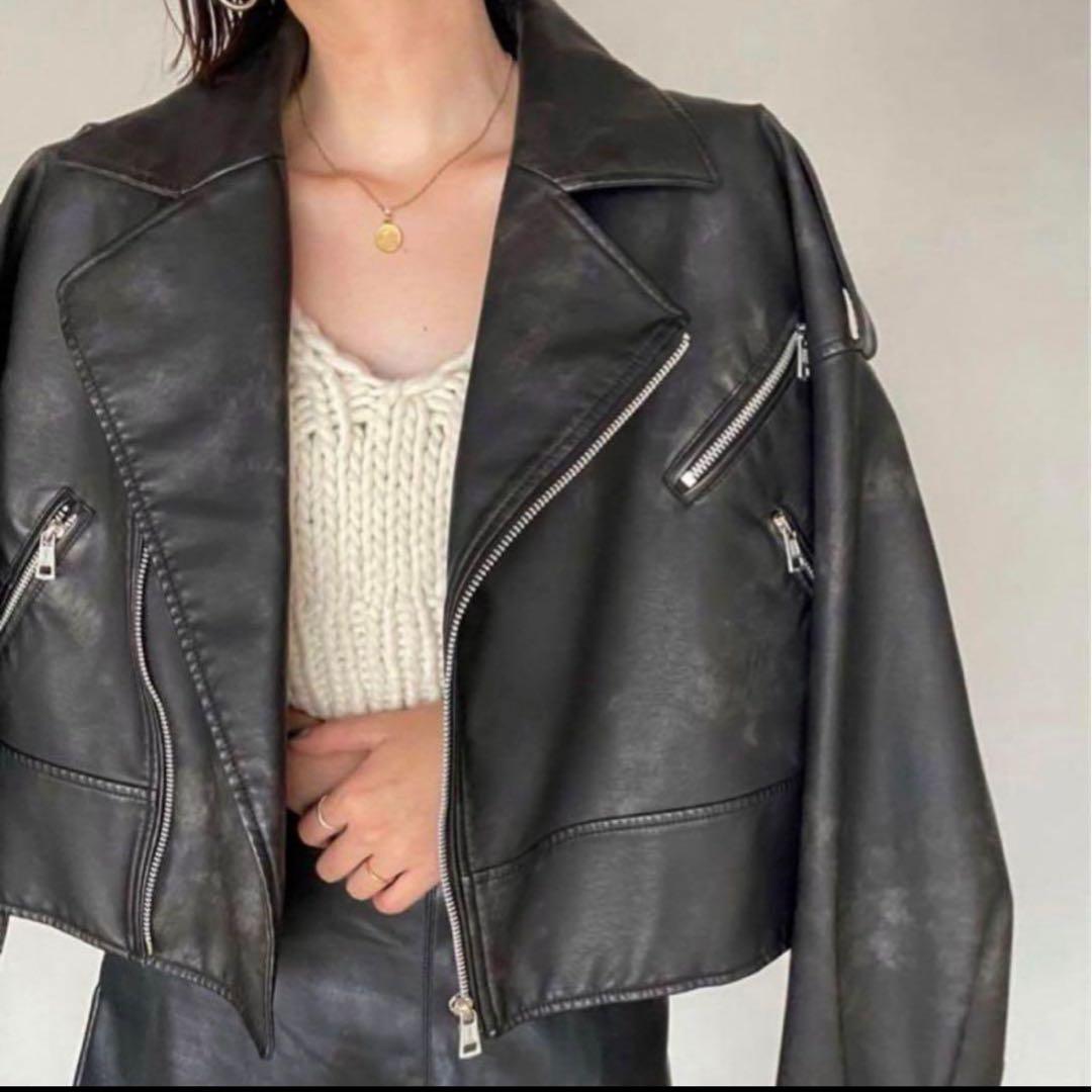 searoomlynn Vintage ECOレザーライダースジャケット