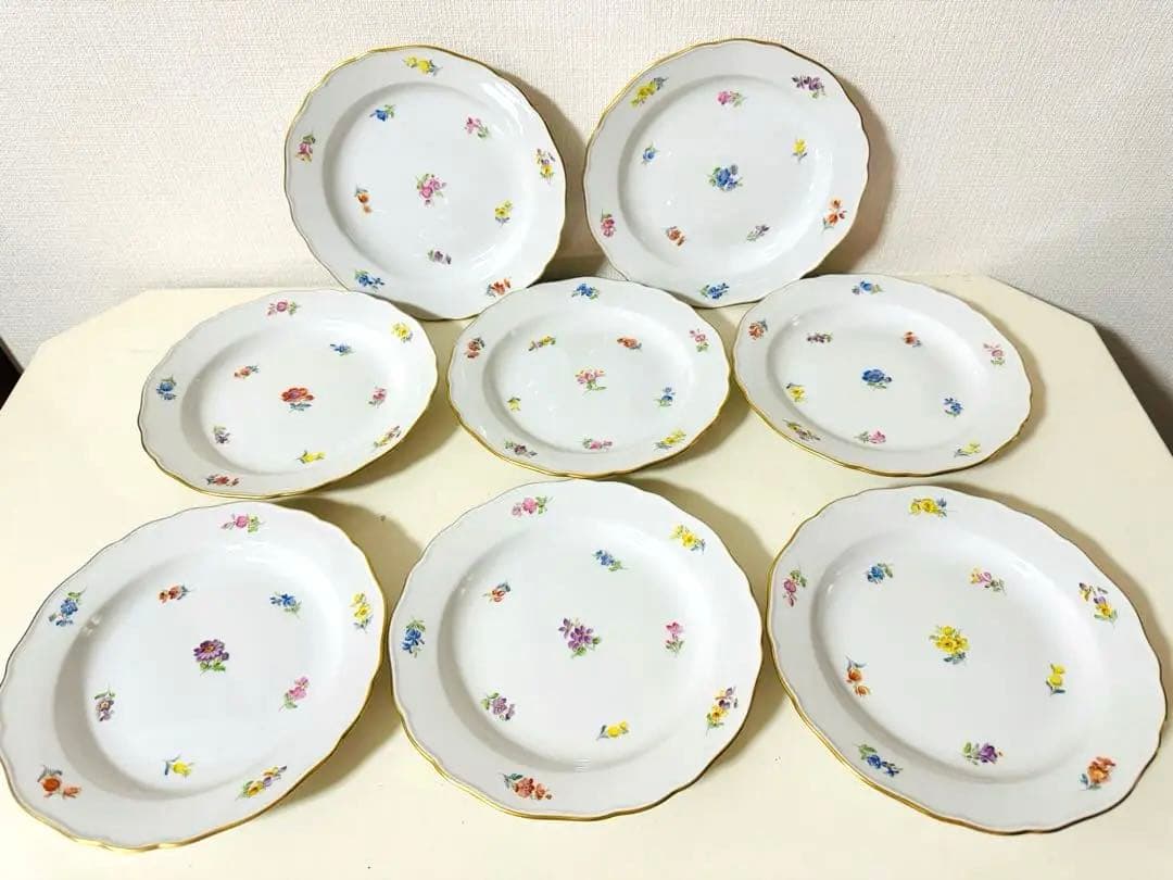 マイセン スキャタードフラワー 散らし小花 プレート 深皿 8枚