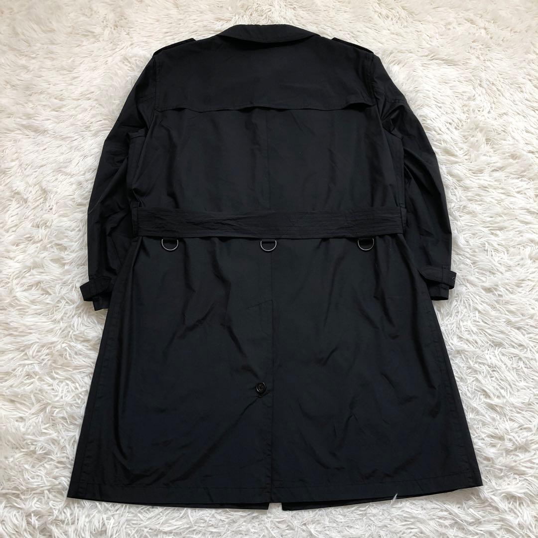 バーバリーロンドン シングルトレンチコート ナイロン 比翼 黒 ノバチェック