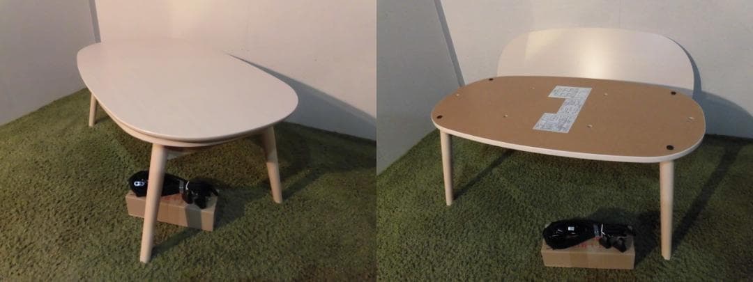 【全国一律送料無料】北欧風オールシーズン折れ脚こたつ楕円テーブルカルミナホワイト