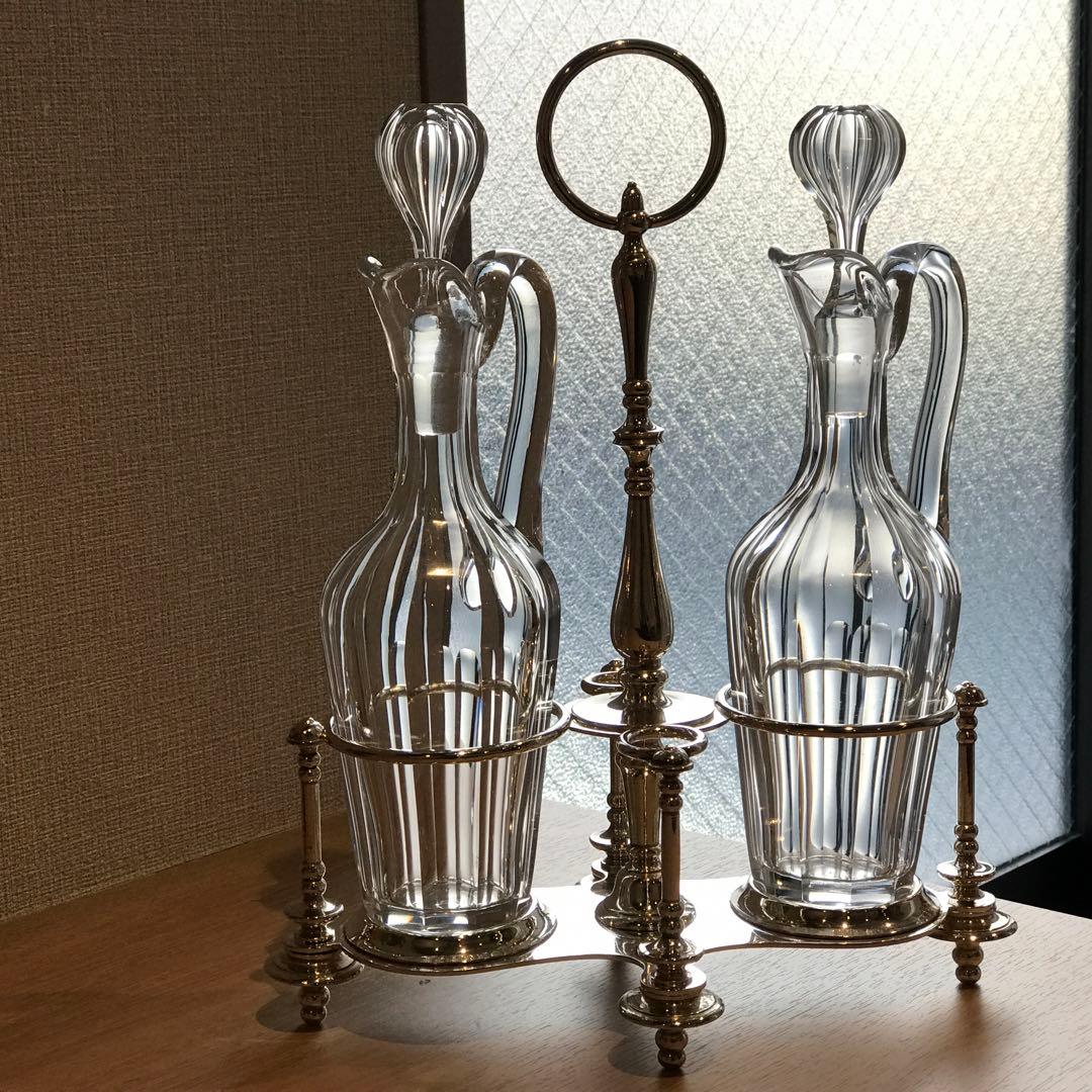 美しい輝きオールドバカラBaccaratクルーエット調味料入れ&クリストフル稀少