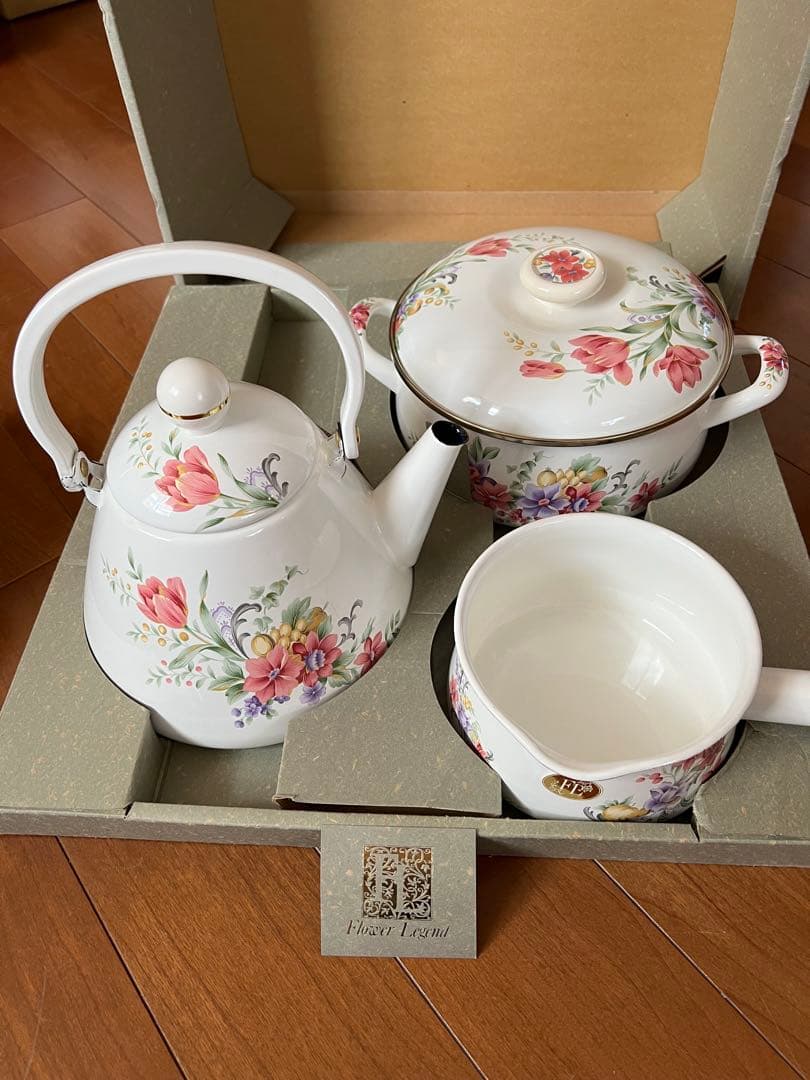 値下げ未使用琺瑯FUJIHORO 富士ホーローFlower Legend３点セッ