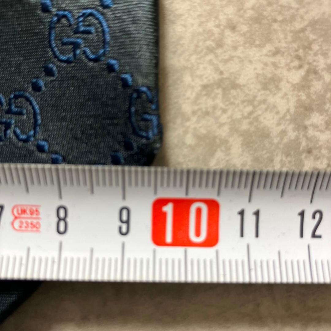 美品 GUCCI グッチ ネクタイ GG柄 ダークグリーン ネイビー シルク