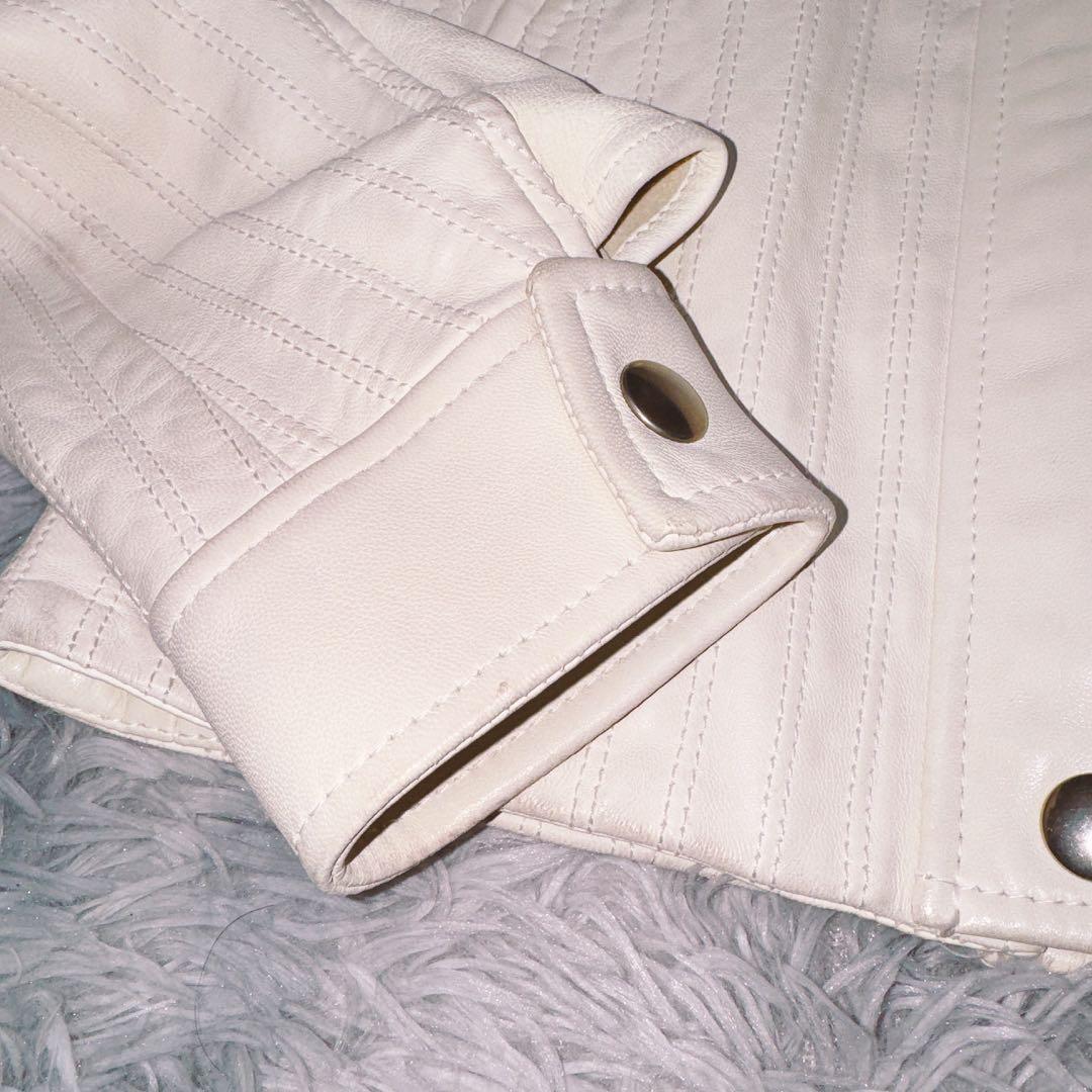 ドルチェ&ガッバーナ　ホワイト　ライダース　38 シープスキン