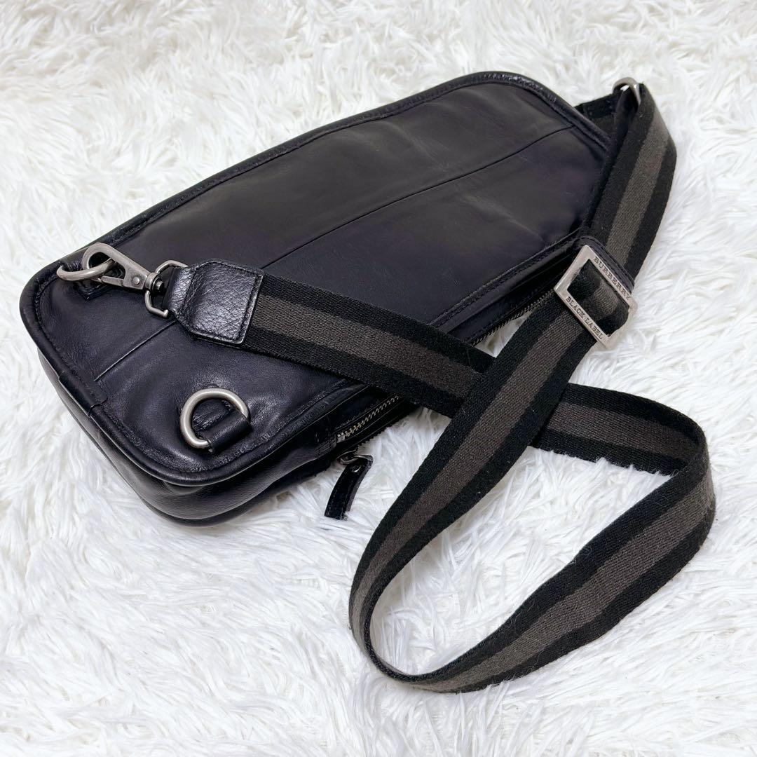 ✨美品✨バーバリー ボディバッグ ショルダーバッグ オールレザー 本革 ブラック