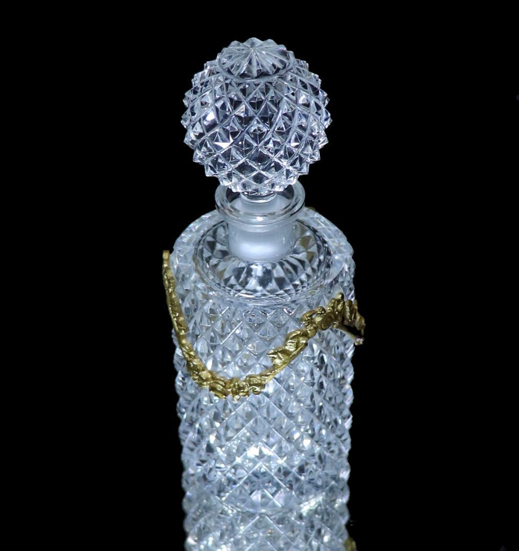 オールド・バカラ 1890年 珍品 丸型 ブロンズ装飾 ディアマンビゾー 香水瓶