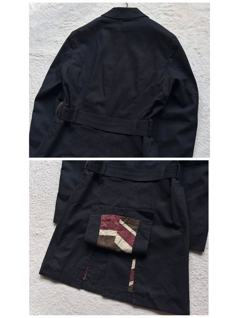 【極美品】ポールスミス トレンチコート ユニオンジャック 銀ボタン 腰ベルト 黒