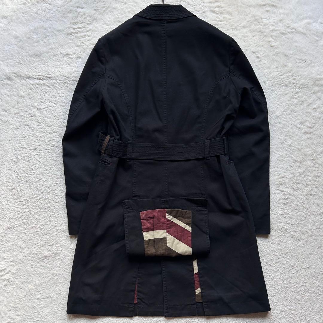 【極美品】ポールスミス トレンチコート ユニオンジャック 銀ボタン 腰ベルト 黒