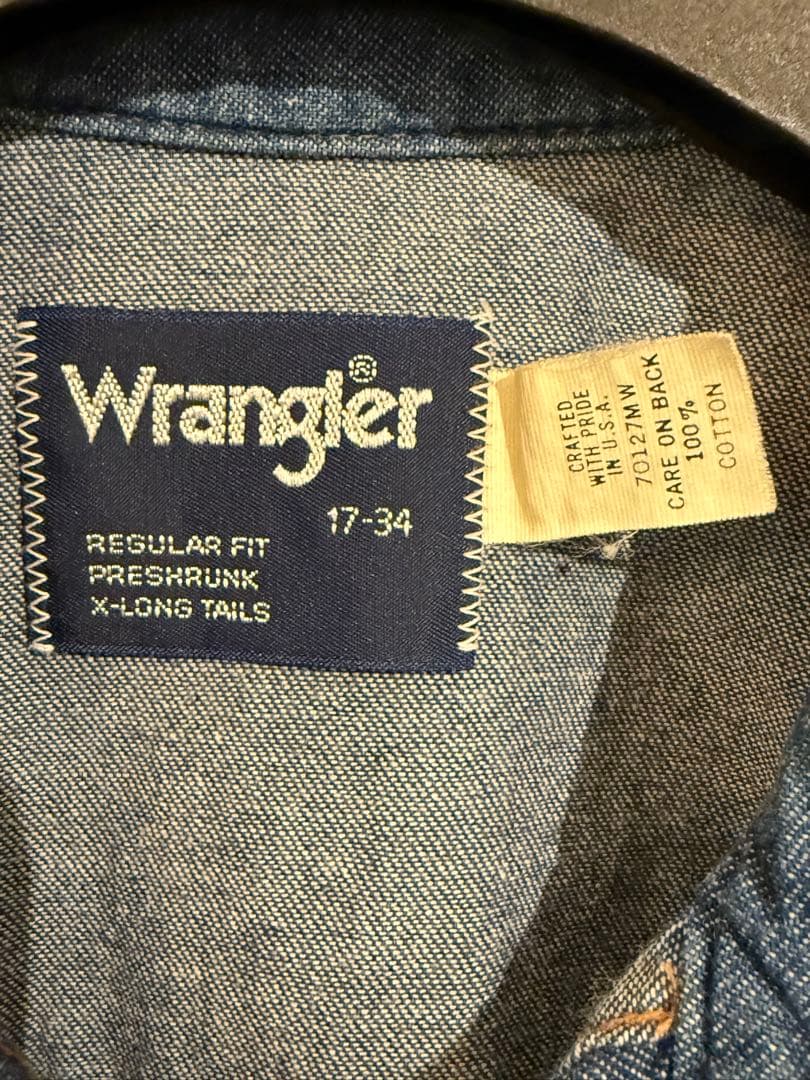 ビンテージ wrangler/ラングラー デニムシャツ 27MW 70年代