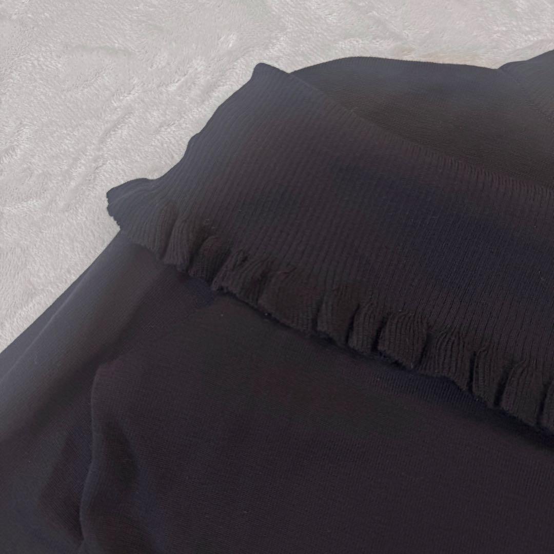 美品 Christian Dior ブラック フリル ニット セーター M 黒
