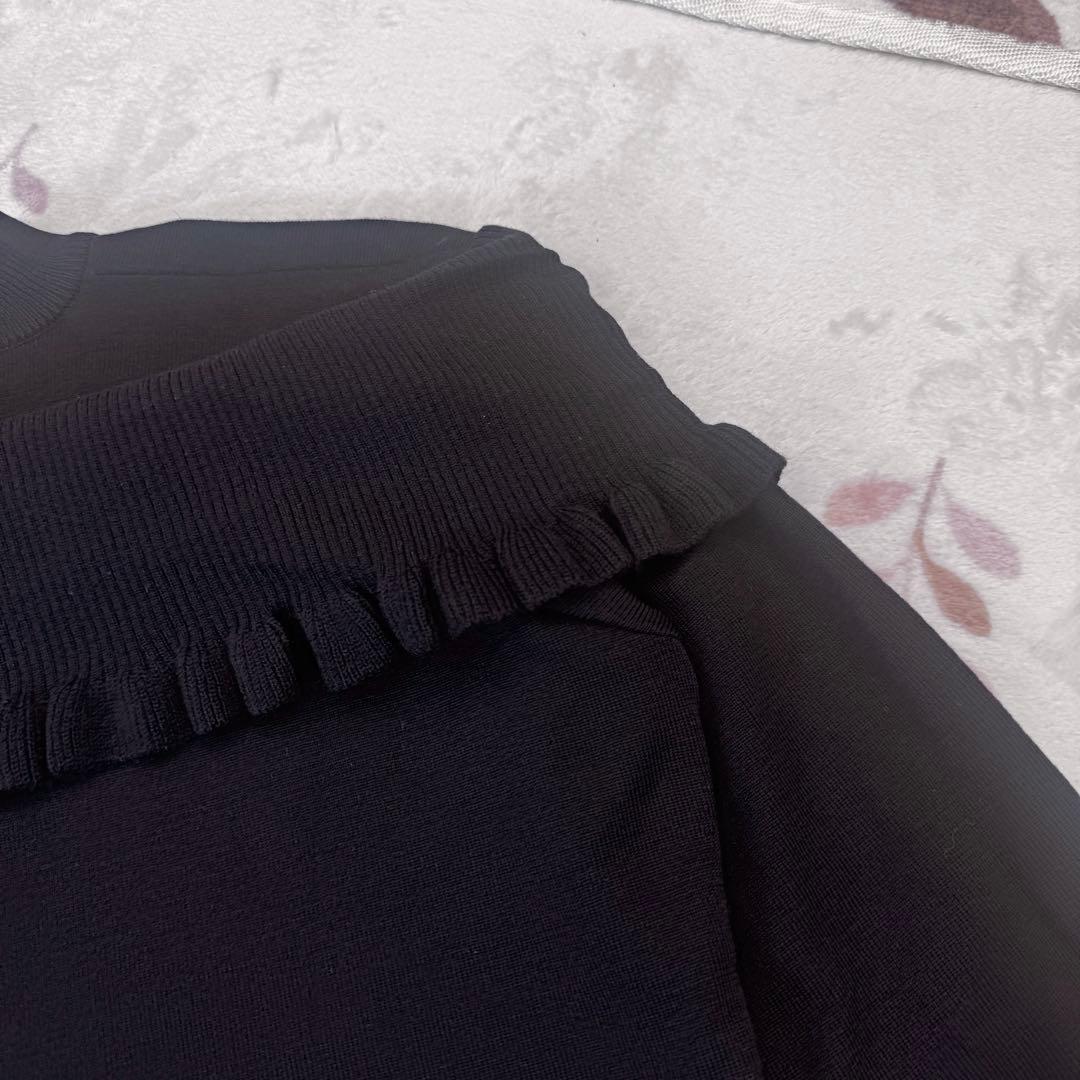 美品 Christian Dior ブラック フリル ニット セーター M 黒