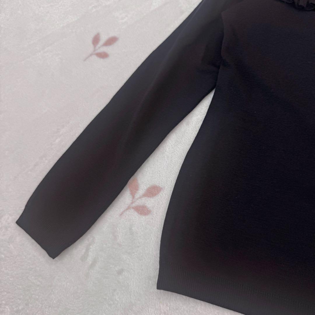 美品 Christian Dior ブラック フリル ニット セーター M 黒