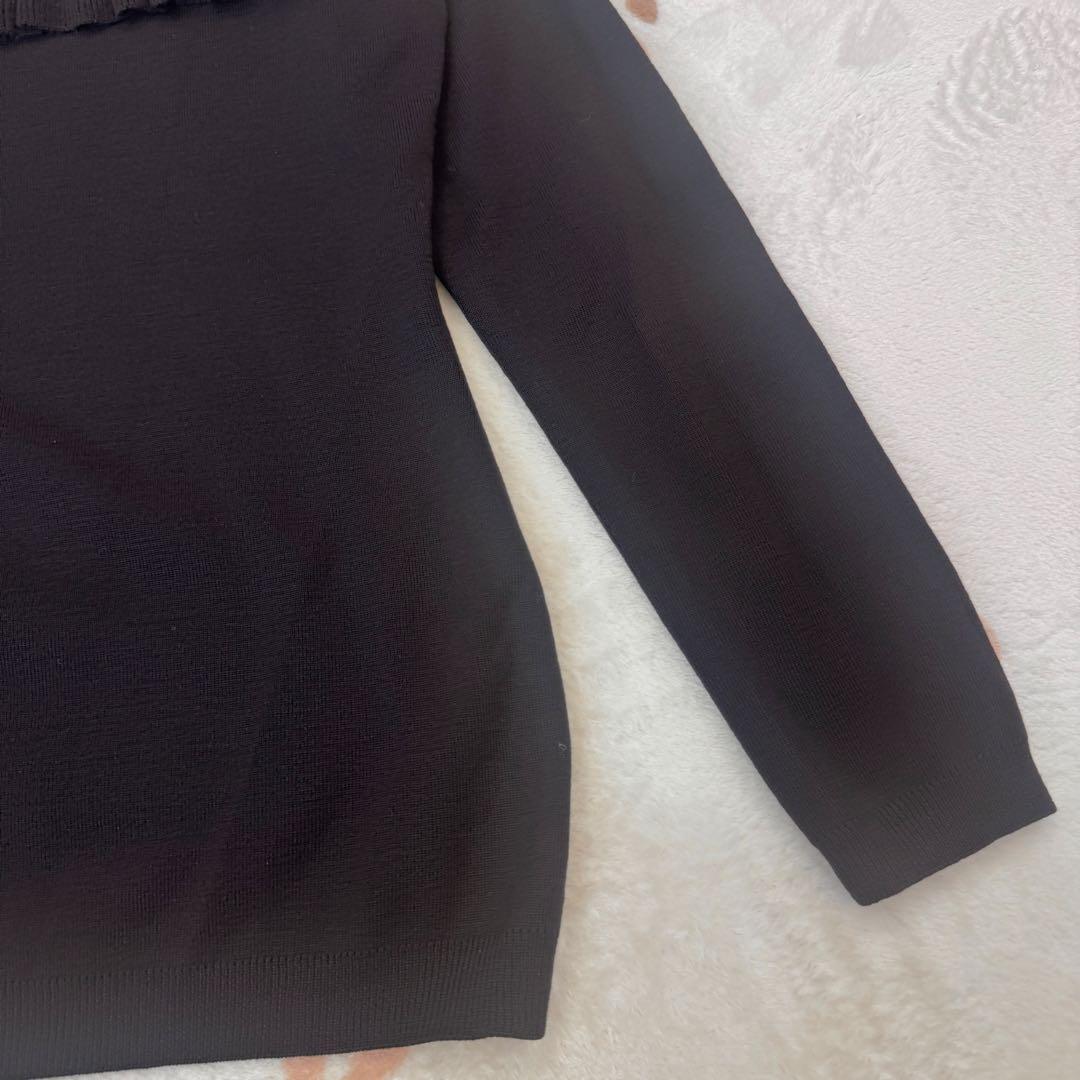 美品 Christian Dior ブラック フリル ニット セーター M 黒