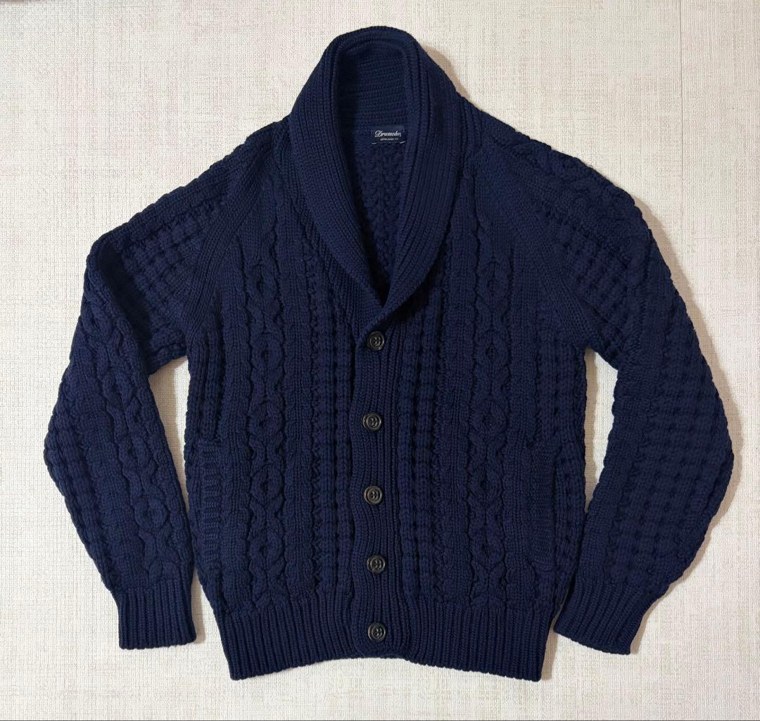 超美品Drumohr 肉厚ケーブルニットカーディガン イタリア製 メリノウール