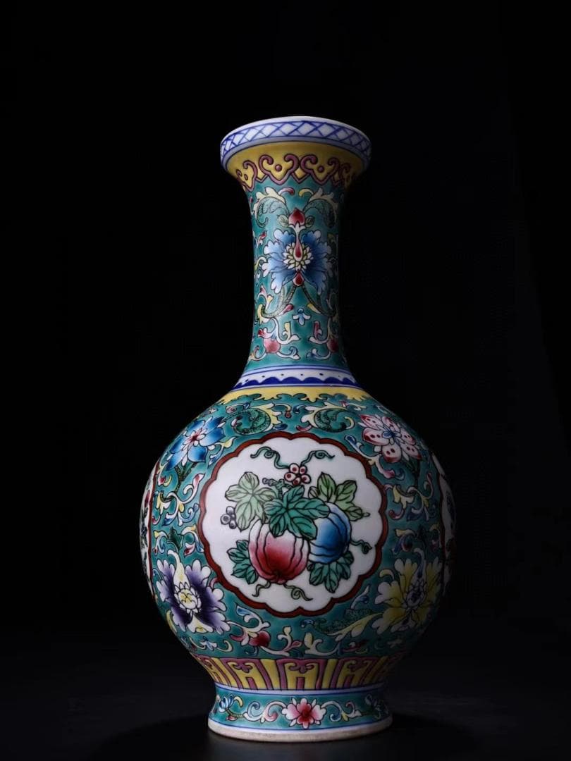 中国古美術・旧蔵珐琅彩瓷器花瓶・純手描き・茶道具・置物・観賞瓶・文房具·時代物