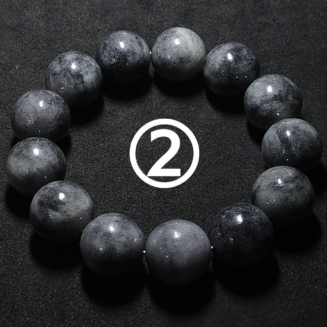 ★大粒！ビルマ産黒翡翠 17ミリ珠 ブレスレット②(SA)