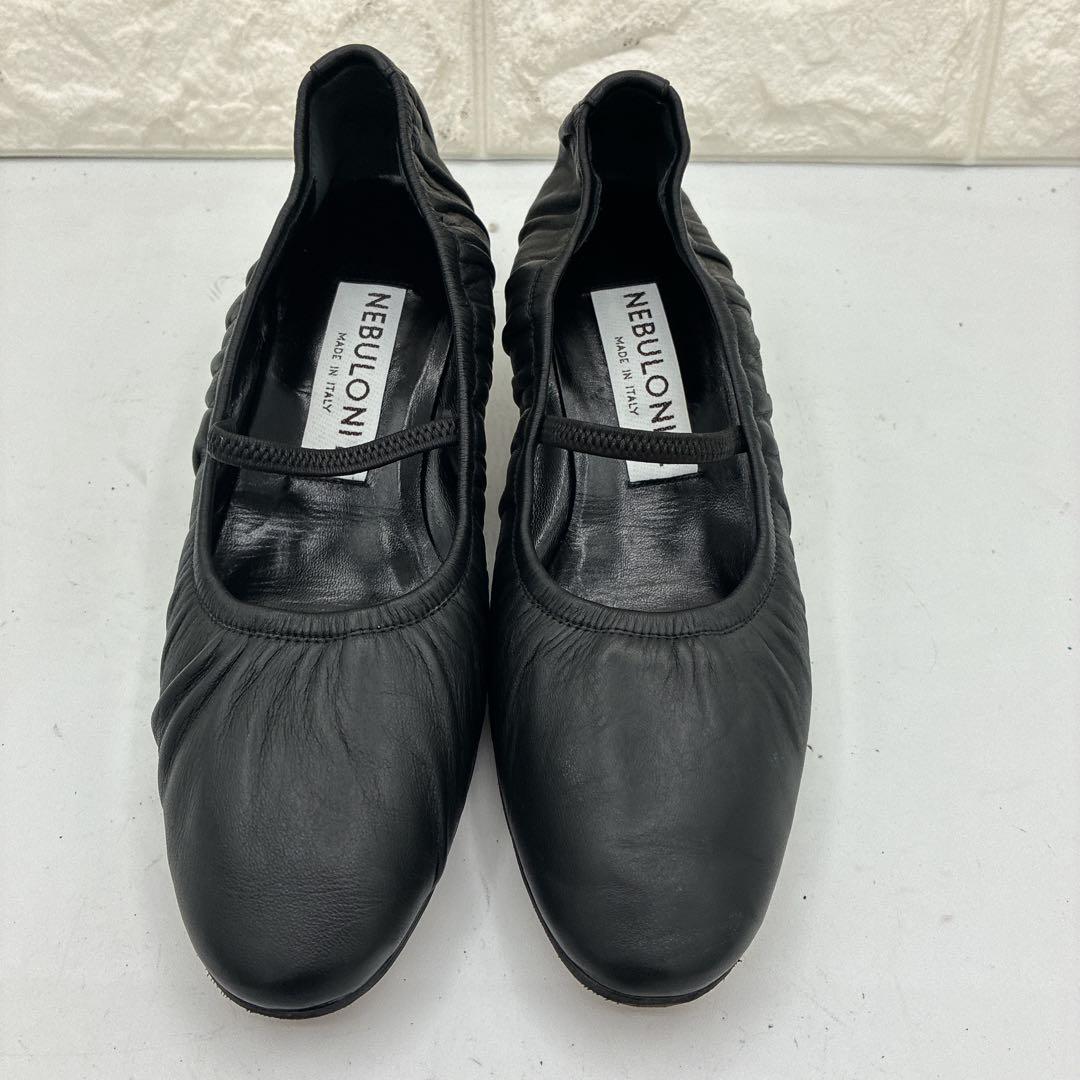 【美品】NEBULONI E. ネブローニ ギャザー パンプス 37 ブラック