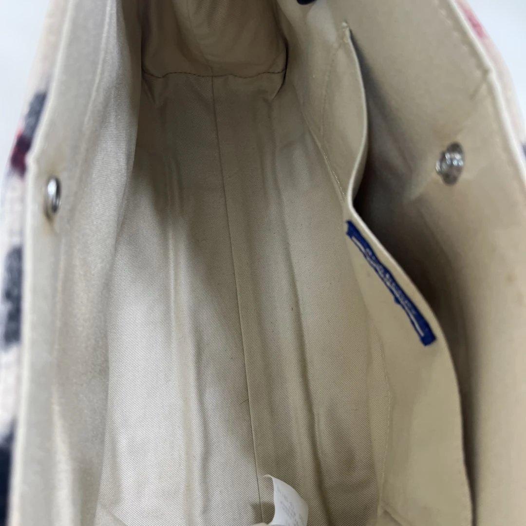 美品 BURBERRY バーバリー ノバチェック レザー ウール トートバッグ
