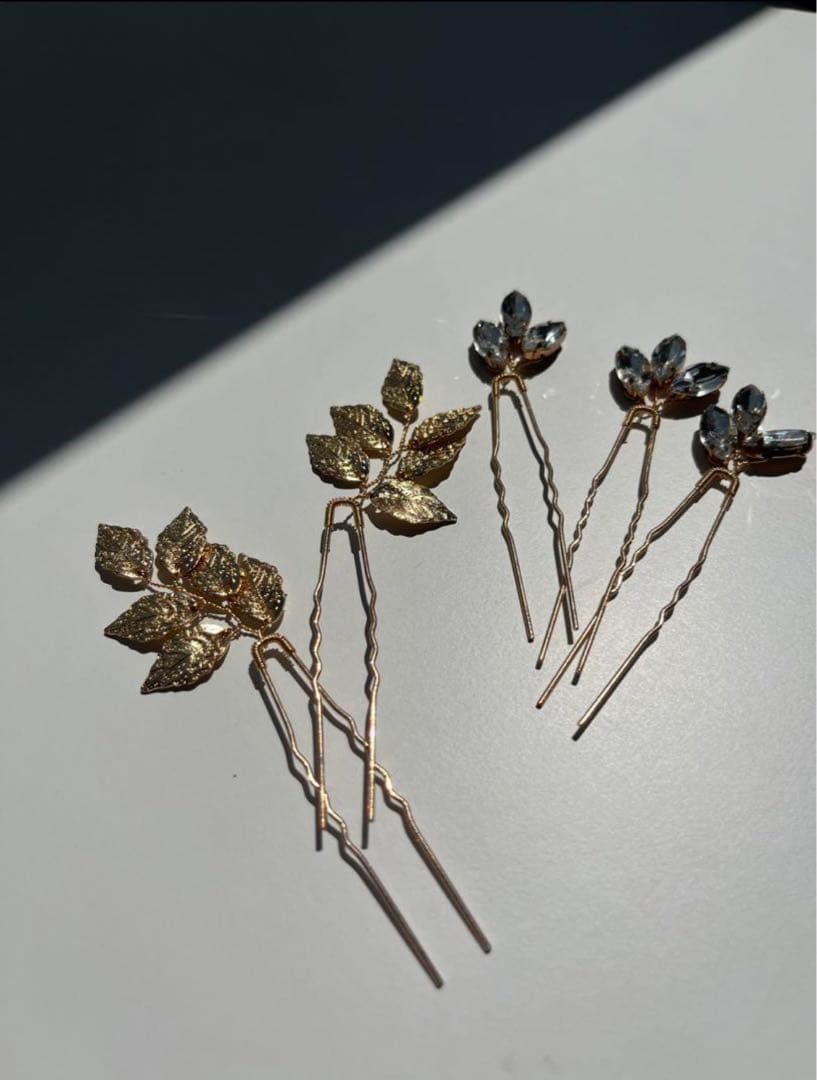 ブライダルアクセサリー　結婚式　ピアス　ヘアピン　パールヘアピン　リーフピン