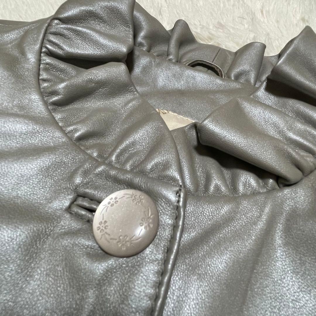1001 希少デザイン BALMAIN レザージャケット アイボリー系 7号 S