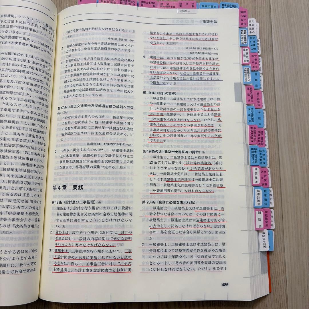 建築関係法令集 法令編 令和8年版 2026一級建築士 インデックス、線引き済み