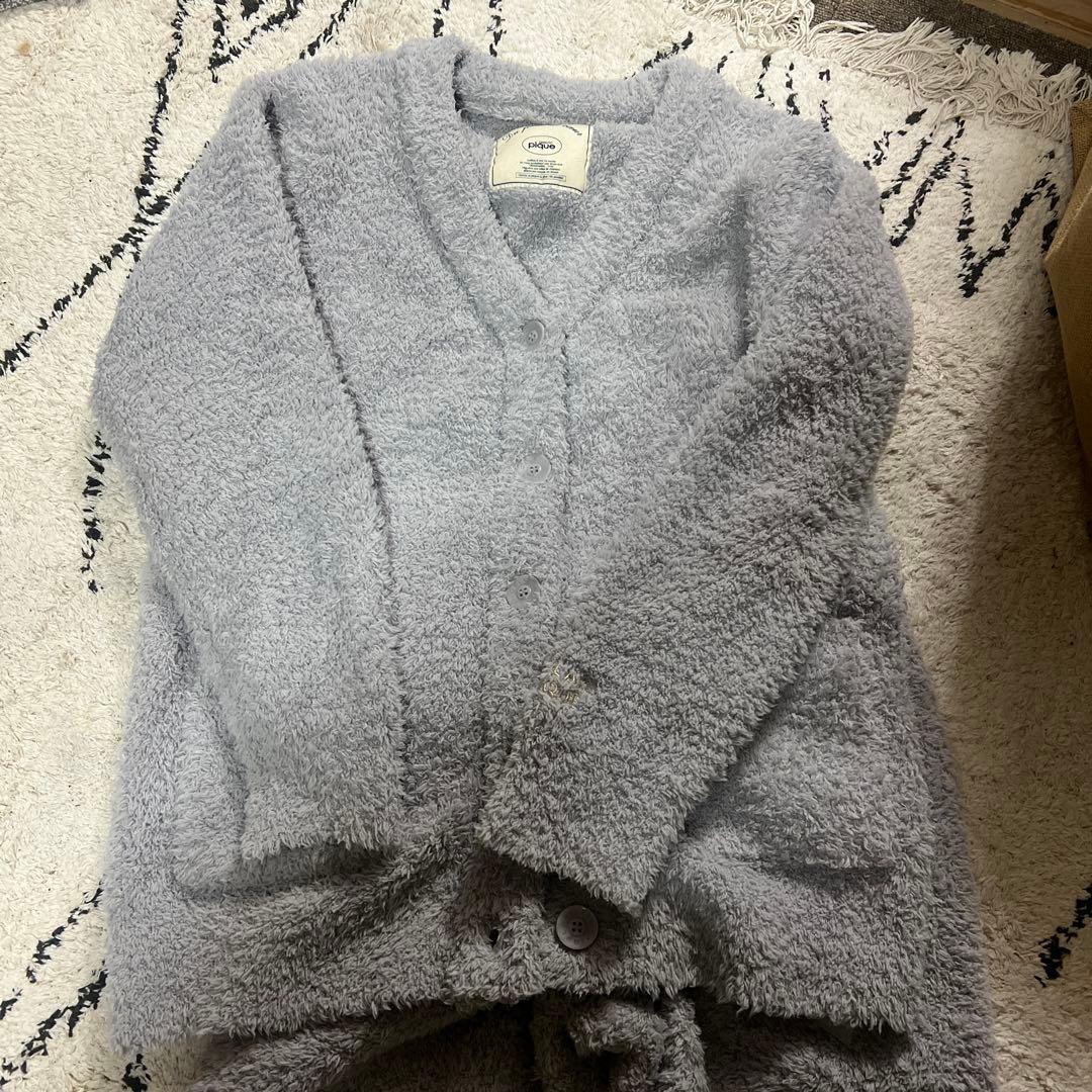 ジェラートピケ　ジェラピケ　セットアップ　カーディガン　パンツ　グレー　もふもふ