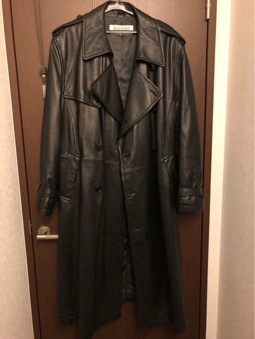 Balmain ラムレザー　ロングコート